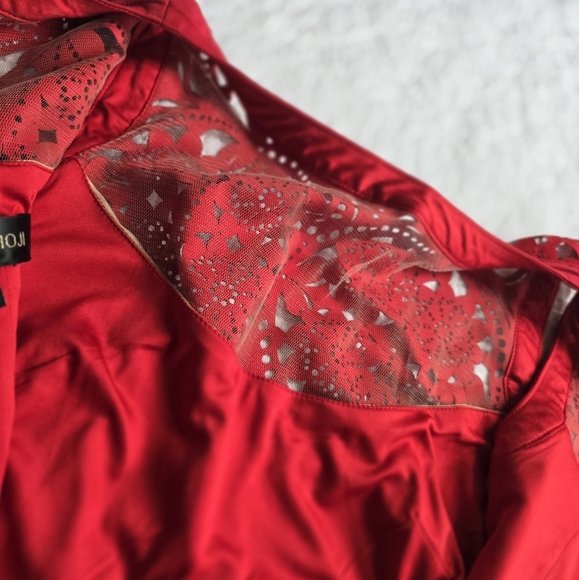 Tadashi Shoji Lasercut Lace Sleeveless Dress - Red Small - Picture 14 of 16